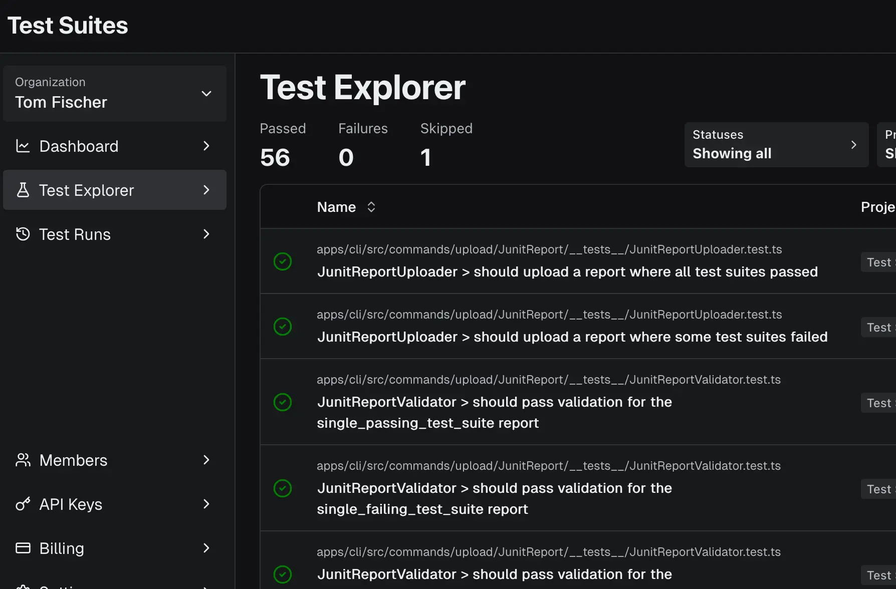 Screenshot of Test Suites